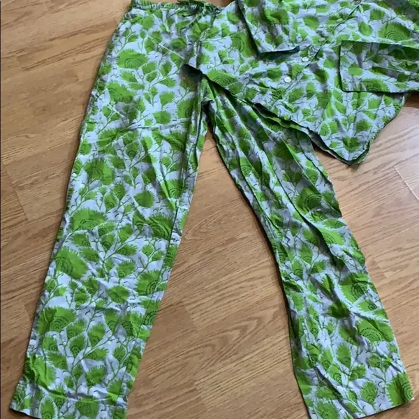 Needham Lane XS Green & Blue Palm Frond Pajamas - Image 2