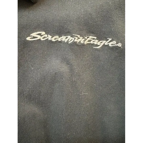 Harley Davidson Screamin Eagle Grey Corduroy Rhinestone Snap Front Shirt - Image 3