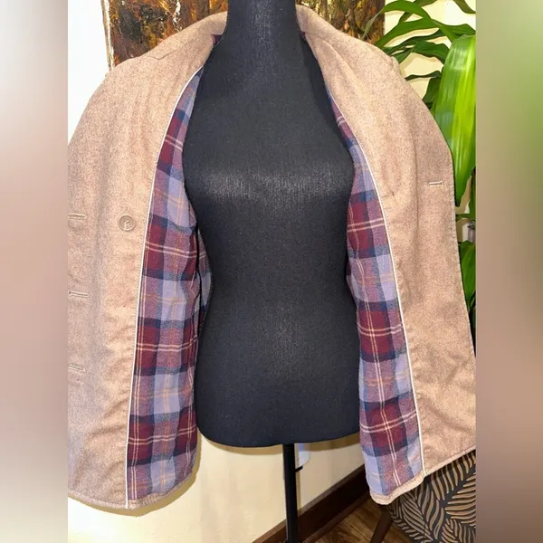EUC BERSHKA Double Breasted Peacoat  Wool Swing Jacket LIGHT BROWN Coat. - Image 5