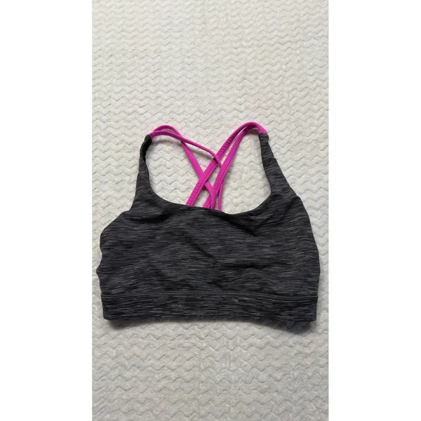 Lululemon All Sport Bra Space Dye Black Pink Strappy Back Size 6 LW2DDXS - Image 2