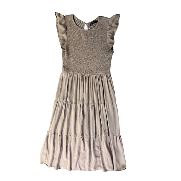 Zesica Smocked Midi Dress Womens M Used Brown Cottagecore - Image 3
