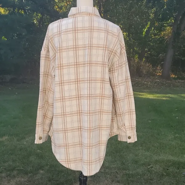 Plaid Flannel Shacket | Plaid Flannel Shirt Jacket Size L - Image 4