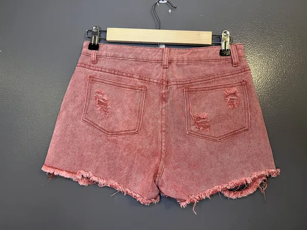 POL Denim Shorts Womens Medium Pink Distressed Cutoff Raw Frayed Hem Casual - Image 2