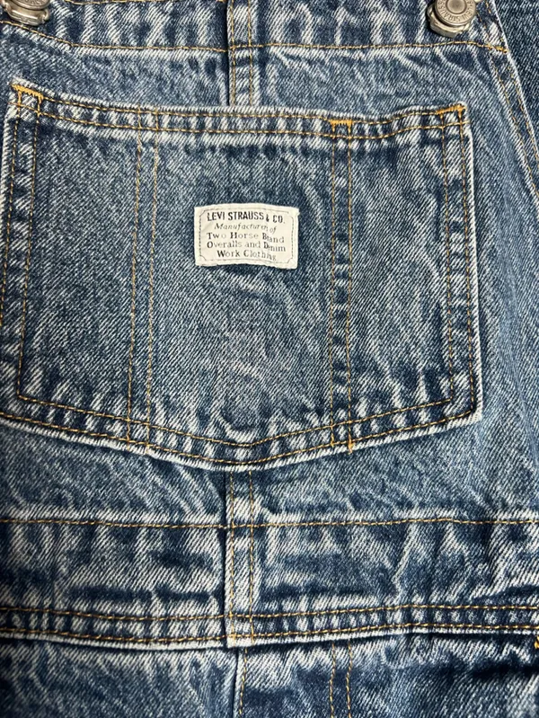 Levi’s Premium Dark Denim Wash Straight Leg Jeans Overalls Womens Size XS - Image 2