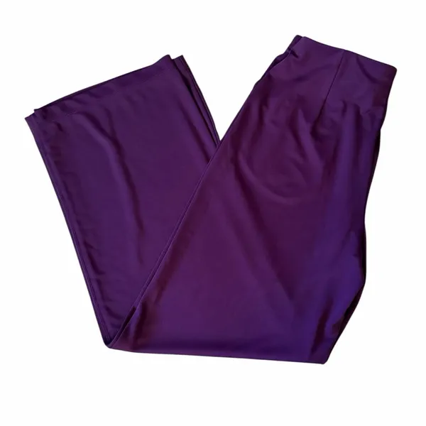 Susan Graver Size Small Burgundy Premier Knit Pull On Wide Leg Pants Pockets - Image 4