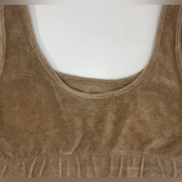 Zara Women’s Terry Sleeveless Crop Beach Neutral Lounge Tank Tan Top Size‎ S - Image 6