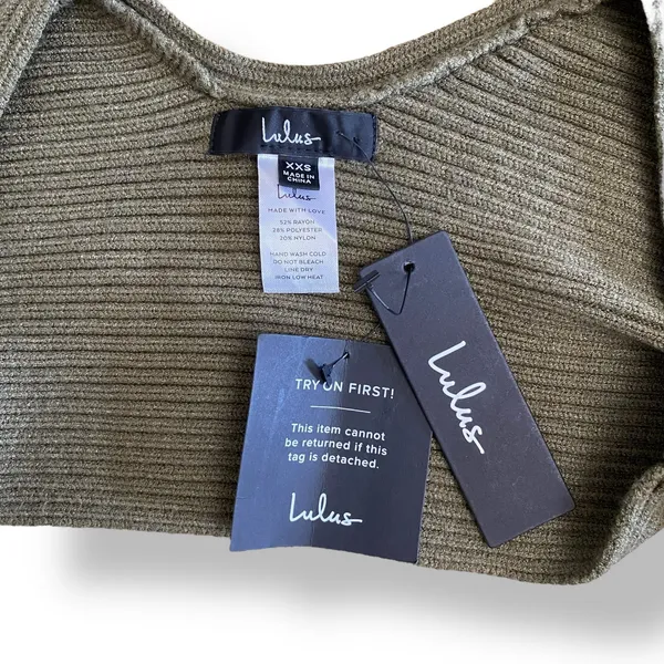 Lulus NWT Autumn Aura Olive Green Ribbed Cardigan‎ Womens Size XXS - Image 2