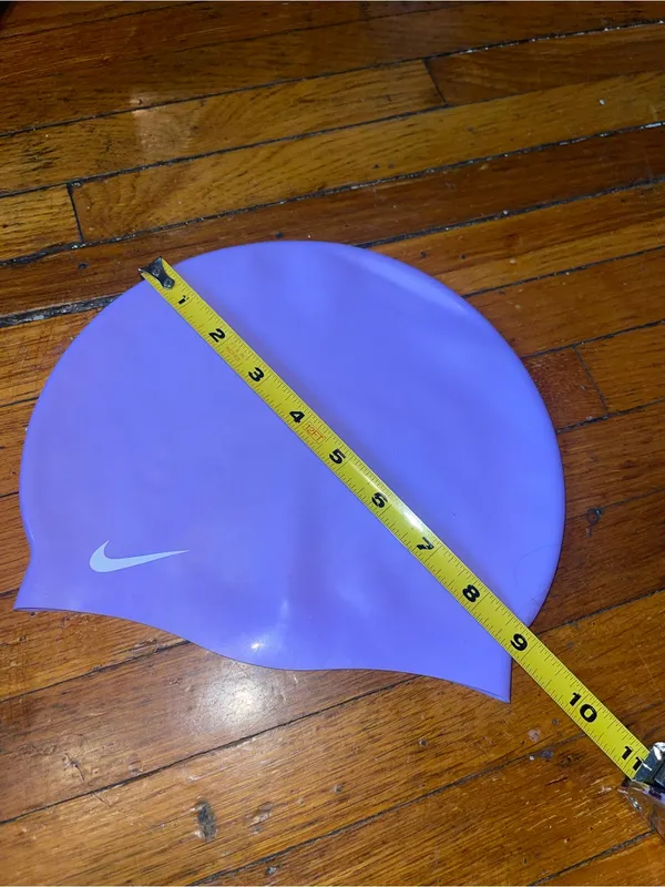 Nike Lavender Silicone Swim Cap with White Swoosh - Image 4