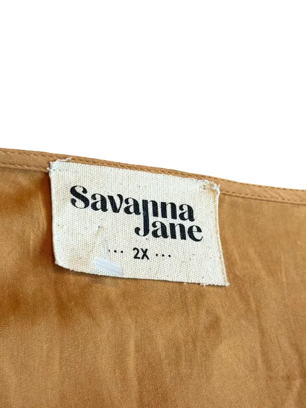 Savanna Jane Yellow Embroidered Peasant Blouse Top Shirt Flowy Size 2X Women's - Image 4