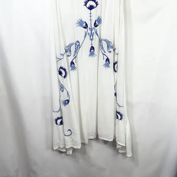 Free People Medium Slip Dress Adelaide Festival White Blue Floral Boho Mini 195‎ - Image 4