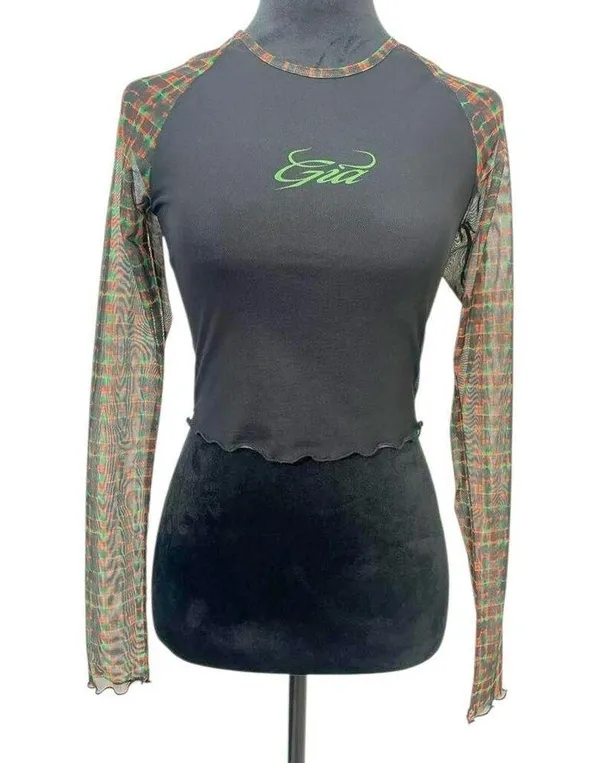 I.AM.GIA Size XS Top Blouse Long Sleeve Sheer Grunge Sexy Goth - Image 2