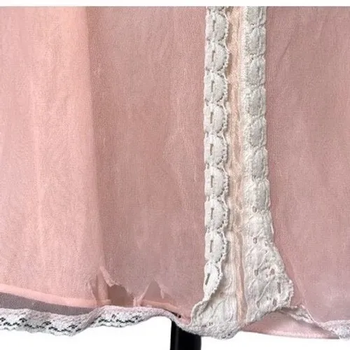 VTG THRASHED 50s 60s Peach Sheer Chiffon Nighty Coquette Grunge‎ Glam Babydoll - Image 5