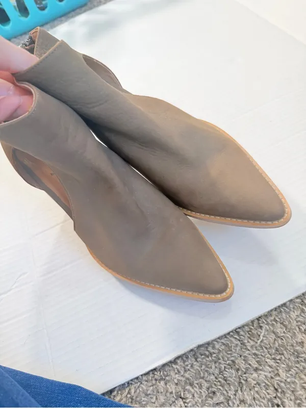 Free People Brown Leather Ankle Boots Womens 7 Boho Side Cut Out Western Booties - Image 2
