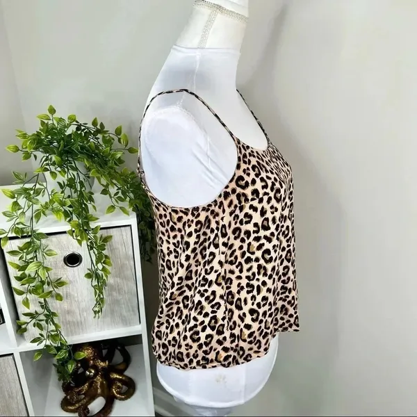 H&M Divided Beige Leopard Print Camisole Top Spaghetti Strap Tank Size 4 - Image 8
