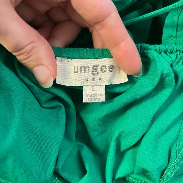 Umgee‎ Kelly Green Tiered Ruffled Corset Back Mini Dress Preppy Casual Size L - Image 2