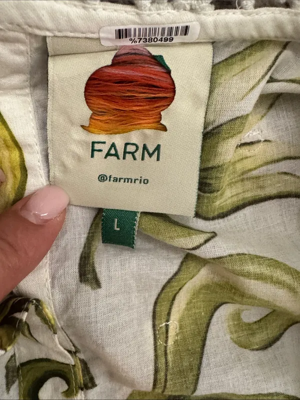 FARM RIO Milani Blouse Floral Puff-Sleeve Women's Top in Olive Green Size Large - Image 12