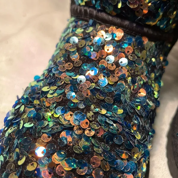 UGG Classic Short Stellar Sequin Black Sheepskin Warm Boots Size US 5. - Image 7