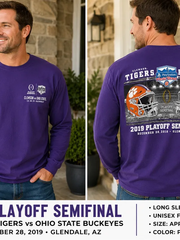 Clemson Tigers Purple 2019 Fiesta Bowl Long Sleeve Tee - Image 4