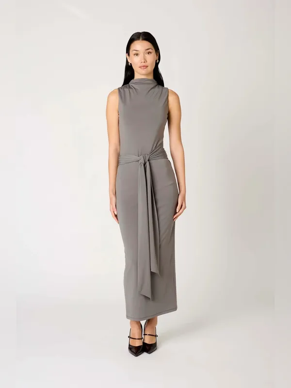 NIA Victoria Soft Silhouette Maxi Dress Grey Size Small - Image 2