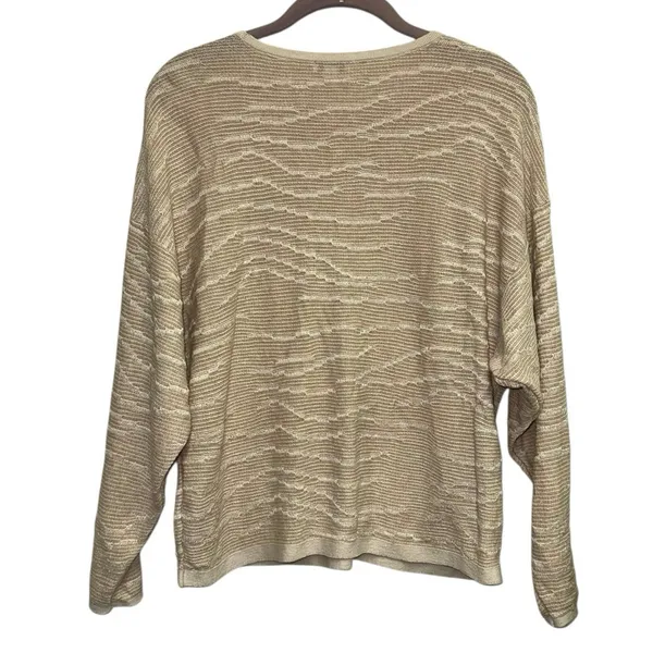 Pure‎ Jill Beige Textured Linen Blend Pullover Sweater Top Medium Tan - Image 3