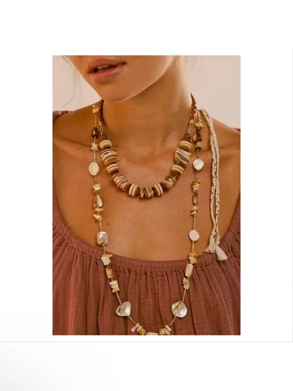 NWT Free People Isabella Bohemian Natural Wood Necklace - Image 5