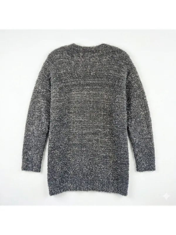 By Anthropologie Eyelash Knit‎ Mini Gray Silver Dress Size Large EUC - Image 3