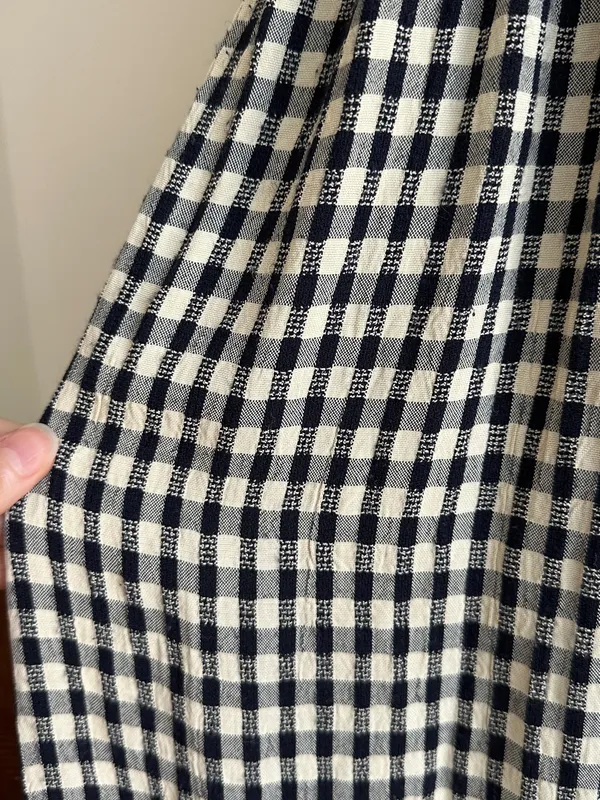 Panáche Vintage Gingham Print Belted Midi Dress, Black/Cream, Size 8 - Image 6