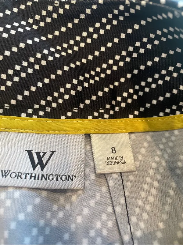 Worthington Classic Black and White Diagonal Dot Skirt- professional look size 8 - Image 2