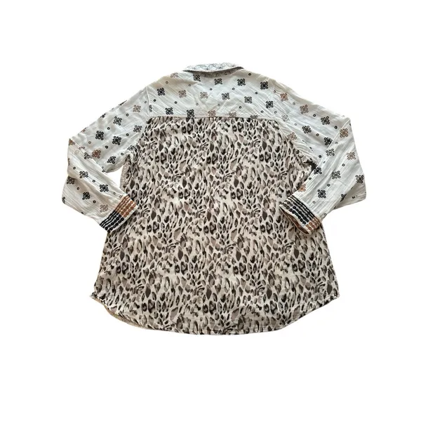 Soft Surroundings Gauze‎ Top Womens 1X White Embroidered Leopard Cotton Blouse - Image 10