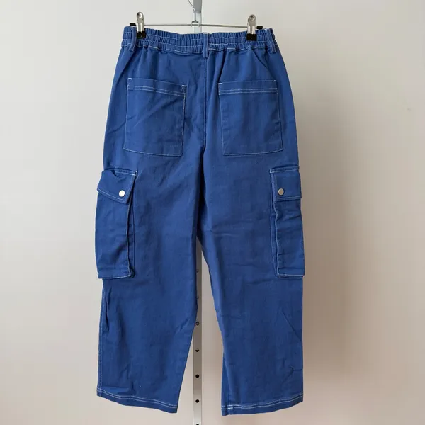 Urban Outfitters‎ sz S Blue Cargo Pants Drawstring Waist Skater Y2K - Image 7
