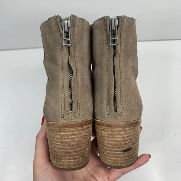 Madewell Size 7 Bootie Pauline Beige Taupe Leather Ankle Boot Stacked Block Heel - Image 8