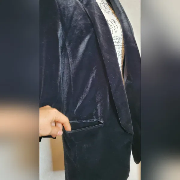 Express Velvet Longline Blazer Black Soft Velvet Open Front Jacket Women XS/TP - Image 6