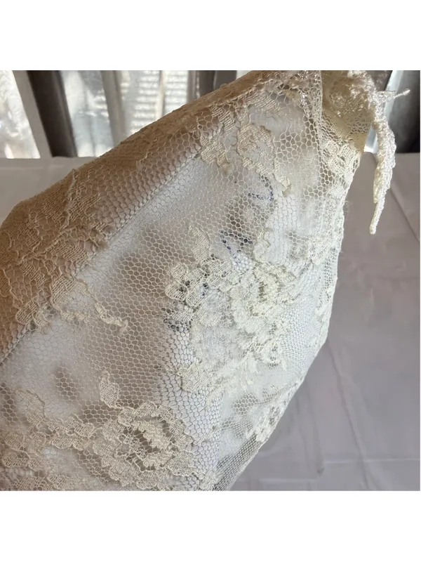 Vintage 70s cream lace elbow handbag gold handle coquette fairy Ren Fair cosplay - Image 4