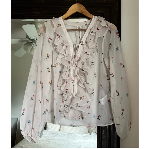 Anthropologie Long Sleeve Ruffled Blouse New With Tags - Image 3