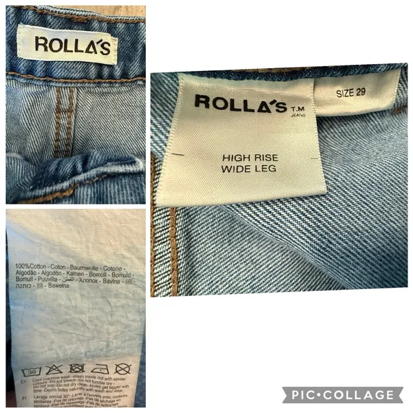 Rolla’s Sailor High Rise Wide Leg Jeans Women’s Sz 29 Blue Patch Pocket Spade - Image 9
