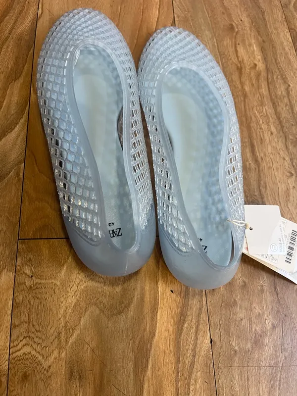 Zara Light blue Mesh Slip-On jelly ballet Flats Sz 9 - Image 5