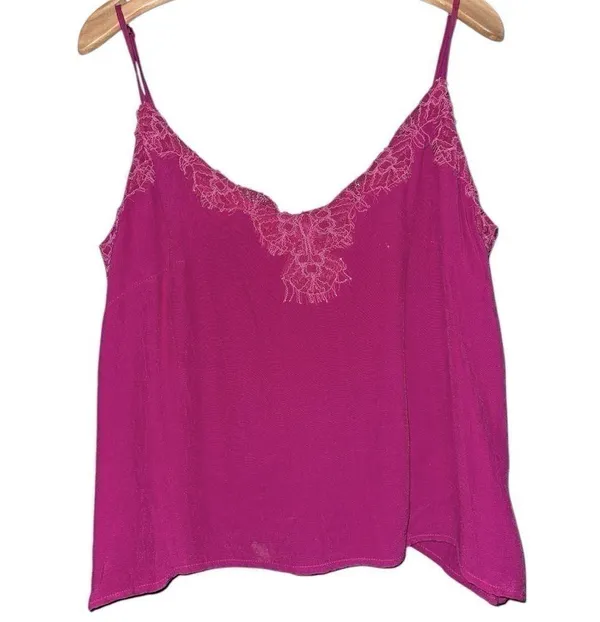 Cleobella Women’s Size M Fuchsia Pink Liliana Lace Trimmed Sleeveless Tank Top - Image 2