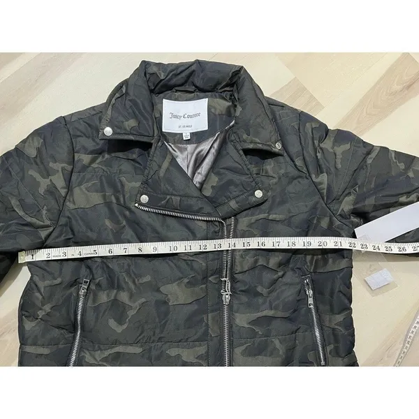 Juicy Couture NWT Women Small Camo Moto Puffer Jacket Fall Vintage Retro Y2K - Image 10