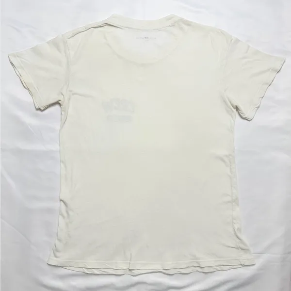 Brandy Melville Vintage Short Sleeve "Crew" Graphic Tee - White/Navy - Image 4