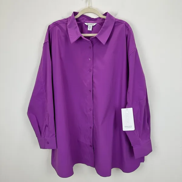 Athleta Oversized Poplin Top Button Up Shirt Relaxed Athleisure Purple 3X NWT - Image 5