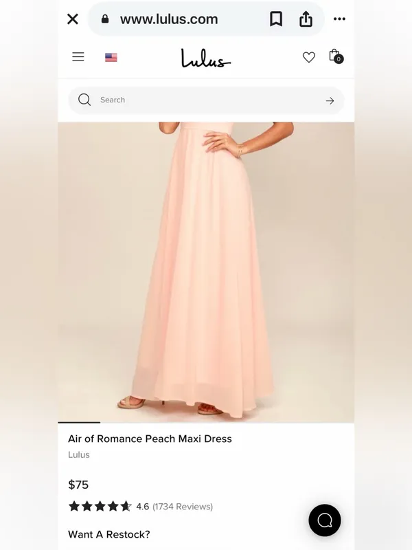 LULUS Women Air of Romance Peach Sleeveless Chiffon Maxi Dress Size XS - Image 3
