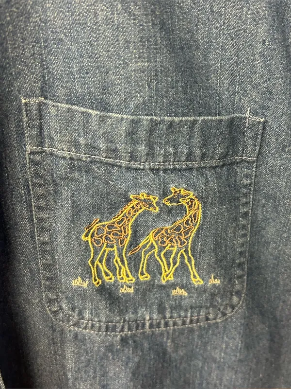 VTG Christopher&Banks Noah's Ark Themed Embroidered Short Sleeve Denim Shirt: XL - Image 3