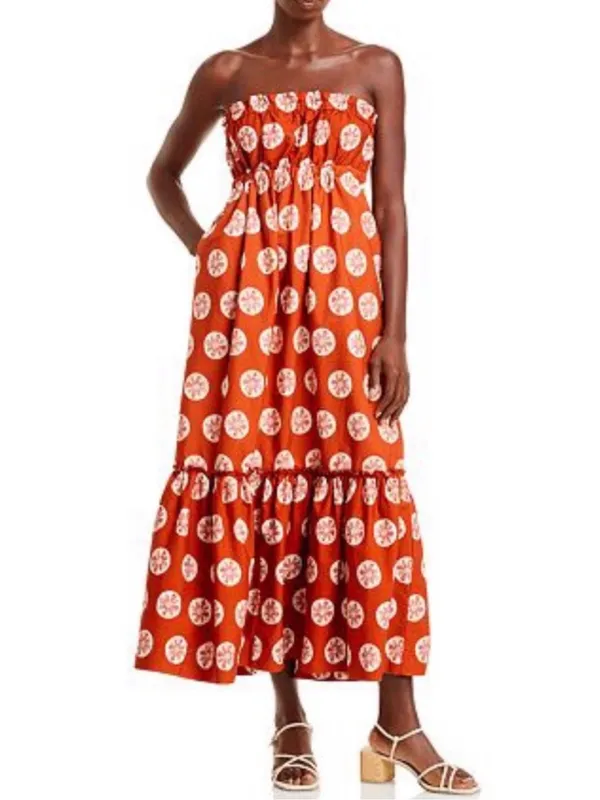 Free People Leanna Bandeau Tube Maxi Dress In Brick Combo Cotton NWT Size Large - Image 14