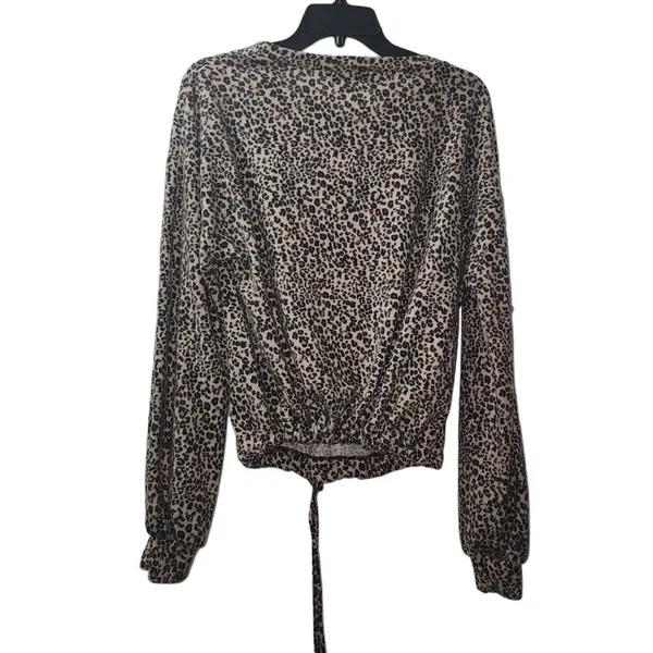 Cure Leopard Print Long Sleeve Top Drawstring Waist Casual XL‎ - Image 2
