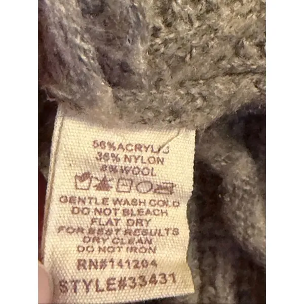 Hem & Thread Grayish Brown Pullover Fringe Hem Wool Blend Sweater Size Small (73 - Image 5