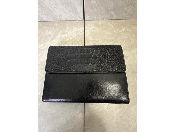 Vintage Brighton black croc-embossed leather snap button organizer/wallet/clutch - Image 6