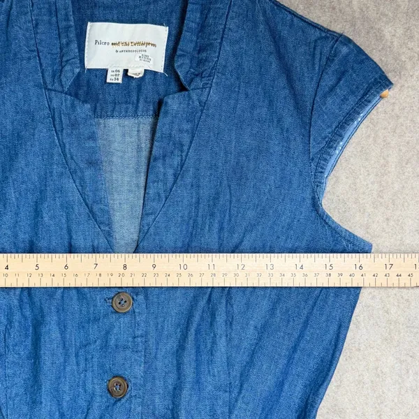 Pilcro and the Letterpress Anthropologie‎ Blue Denim Wide Leg Belted Jumpsuit 2 - Image 6