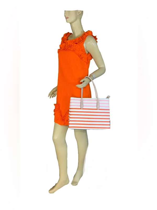 Kate Spade "Patrice" Tropical White, Red, Orange & Pink Tote Bag W/Tan Accents - Image 3