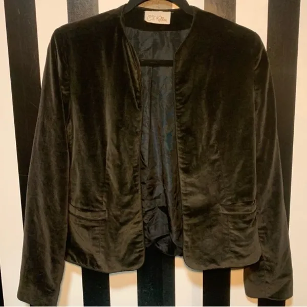 Vintage 1980s Brown Cotton Velvet Open Front Blazer Size 4/6 Small Woman’s - Image 7