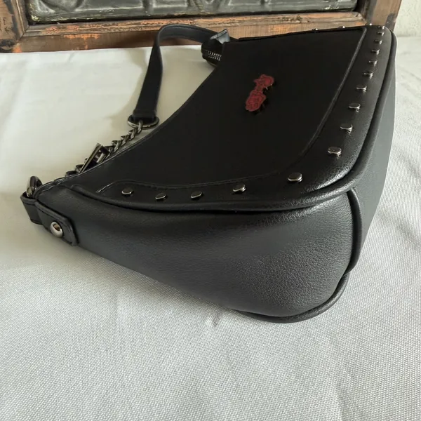 Ed Hardy Studded Black Shoulder Bag W/ Detachable Crossbody Strap Biker Retro - Image 3
